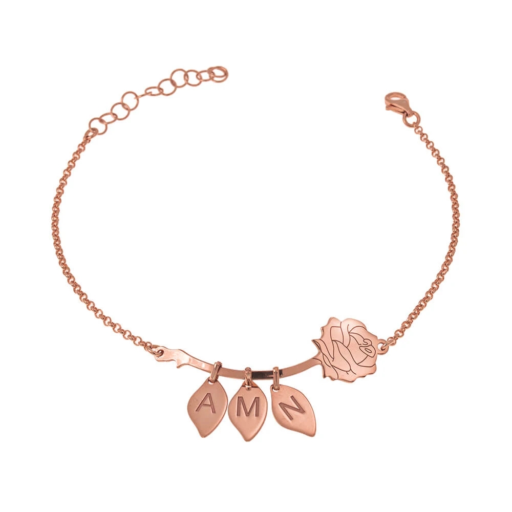 Rose Bracelet With Leaves Custom Bracelet